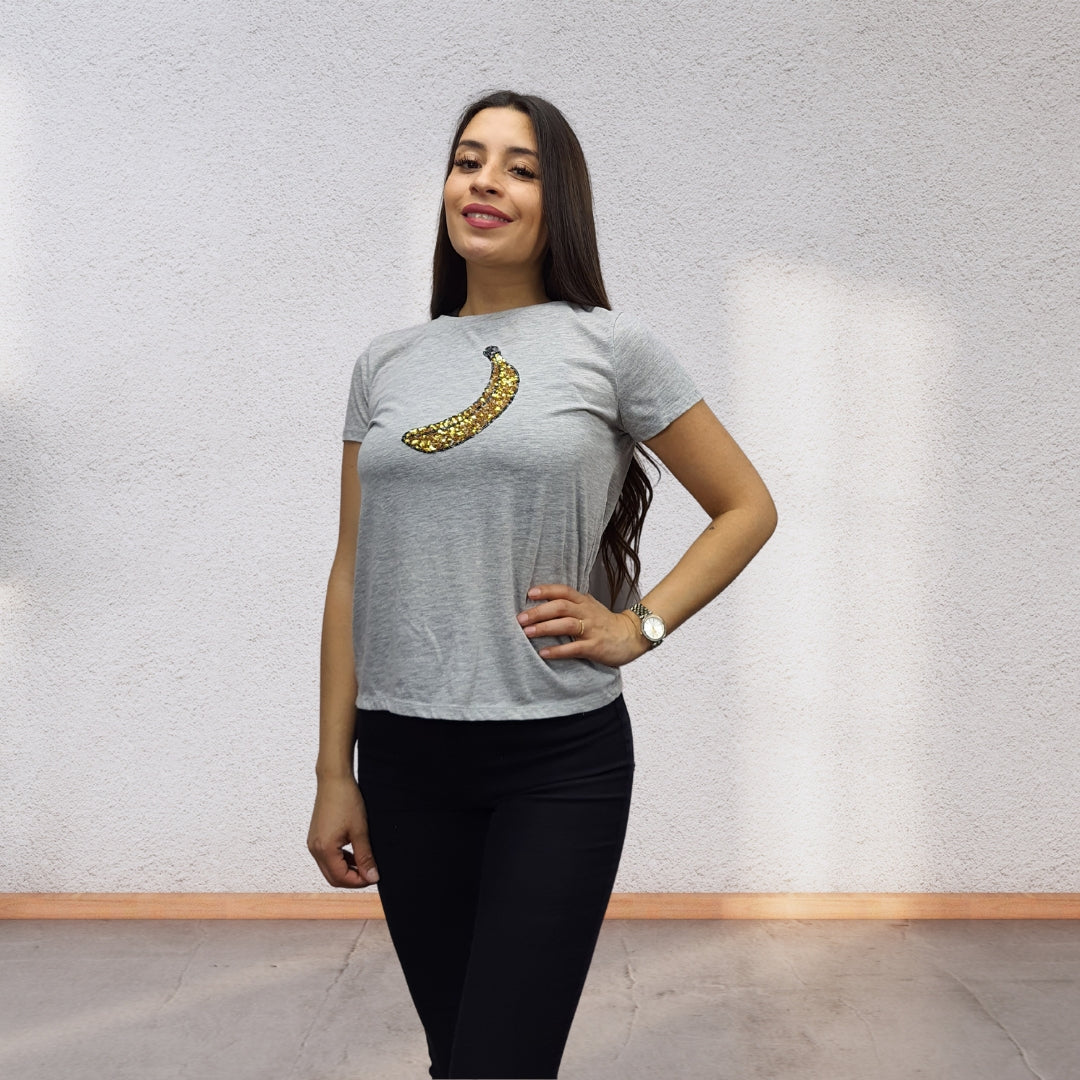 Polera Vero Moda Gris Style TROPICAL S/S TOP(NN)