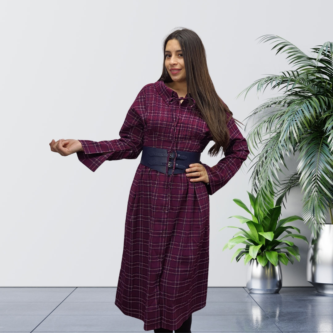 Vestido Vero Moda Vino Style PEANUT L/S SHIRT DRESS(LL)
