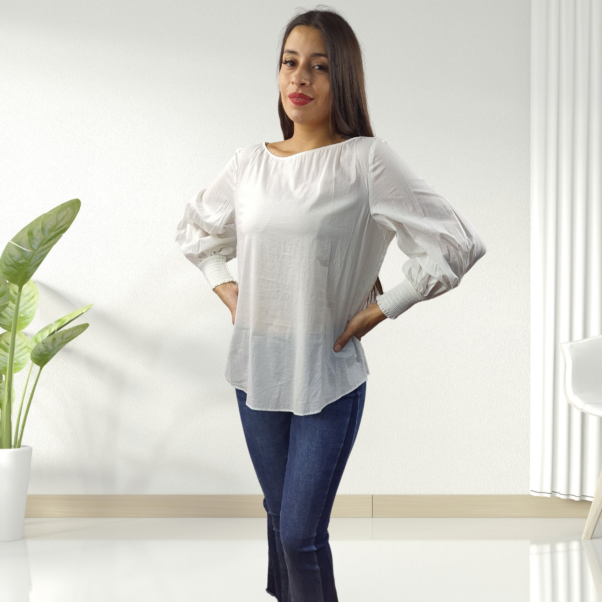 Blusa Vero Moda Blanco Style LINDY 3/4 TOP(NC)