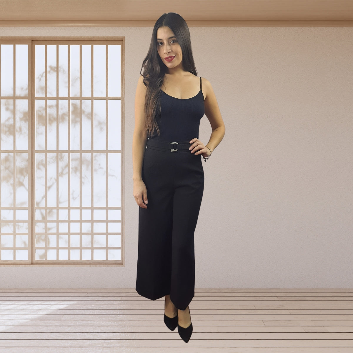 Pantalon Vero Moda Negro Style PILOT 9/10 WIDE PANTS(VMC-UR)
