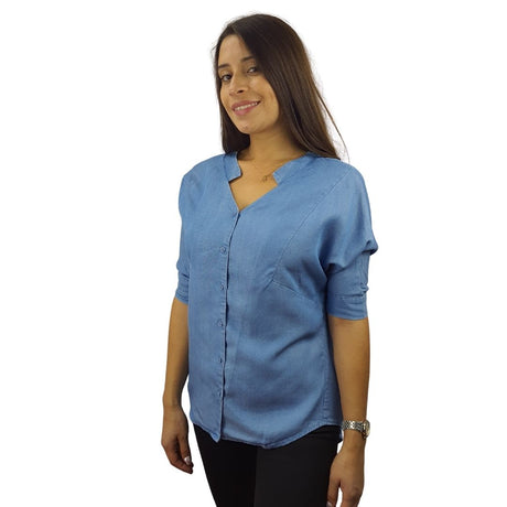 Camisa Vero moda Azul Style SOCCER 3/4 DENIM SHIRT(HH)