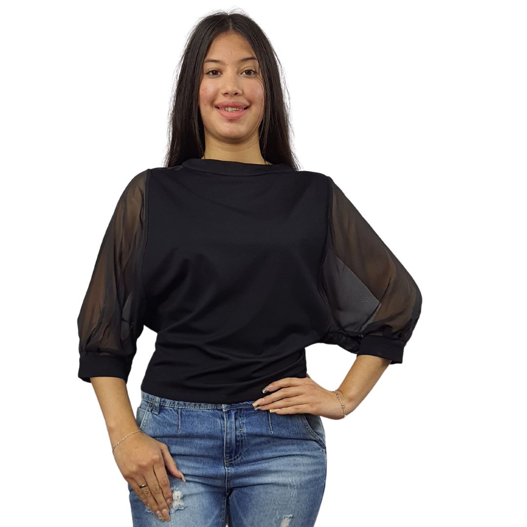 Blusa Vero Moda Negro Style NAOMI 3/4 JERSEY TOP(VMC-TP)