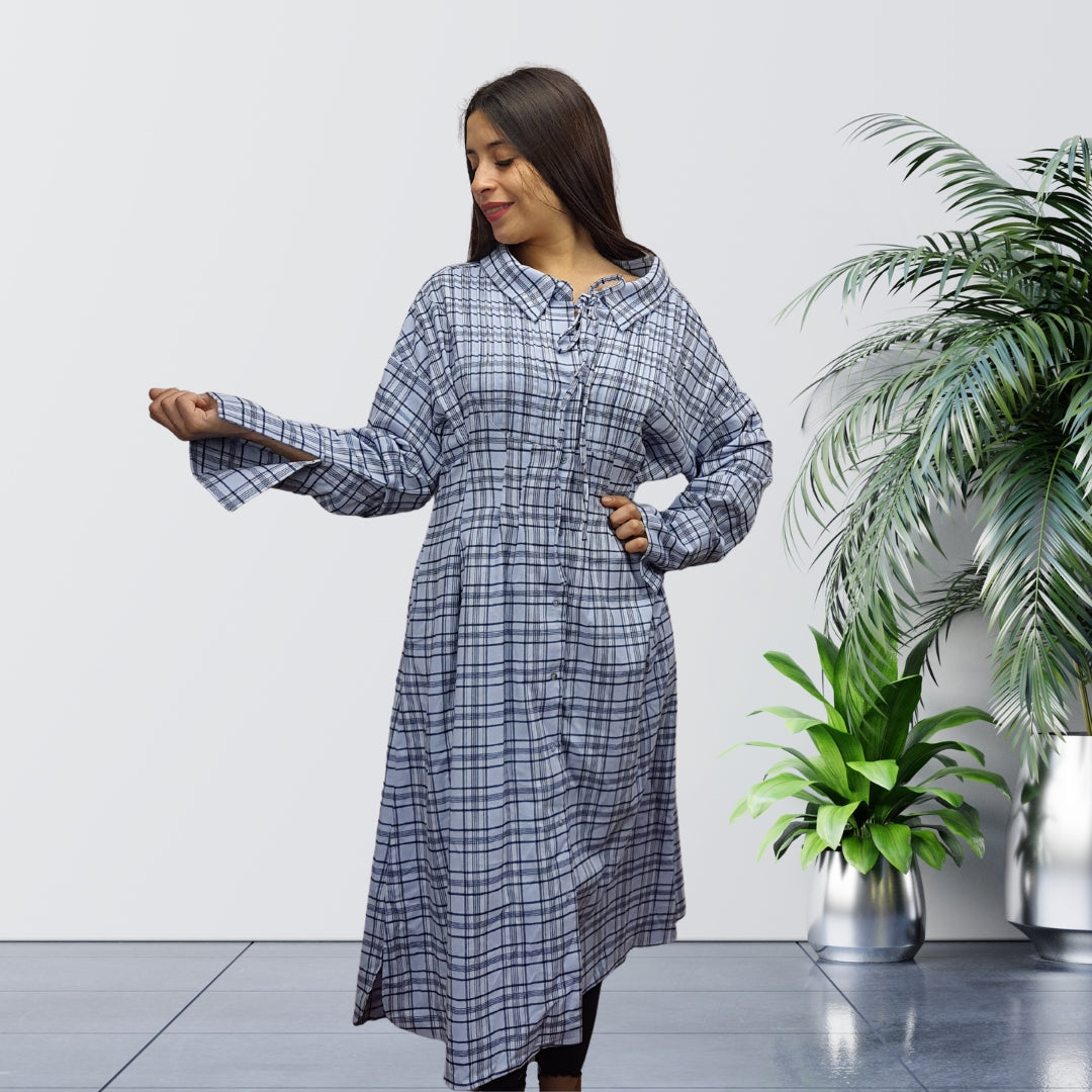 Vestido Vero Moda Azul Style PEANUT L/S SHIRT DRESS(LL)