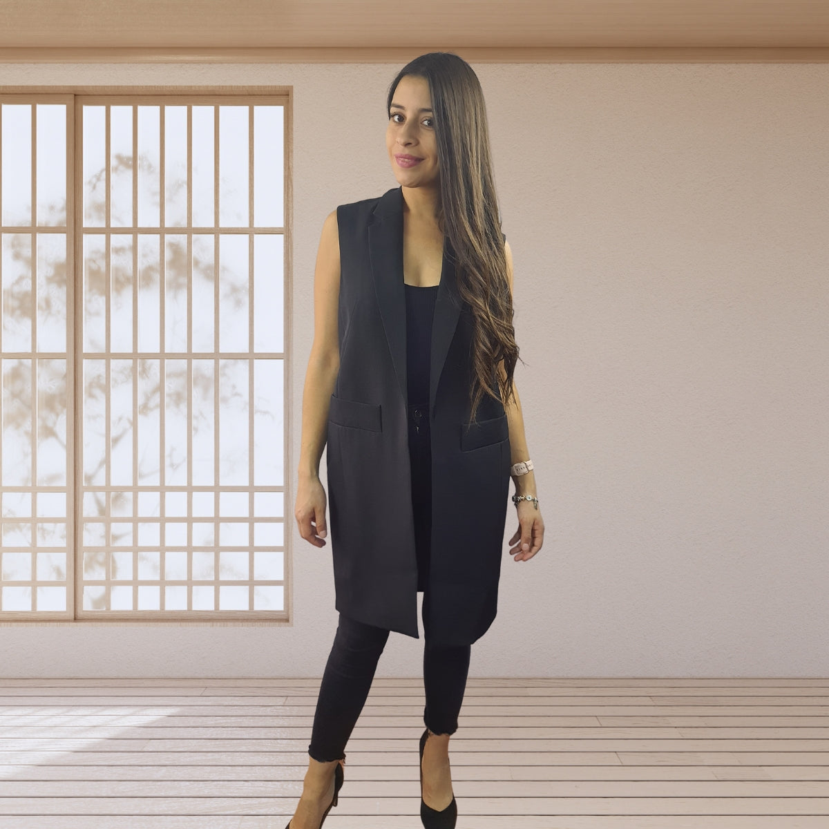 Tapado Vero Moda Negro Style AURE WAISTCOAT(VMC-NL)