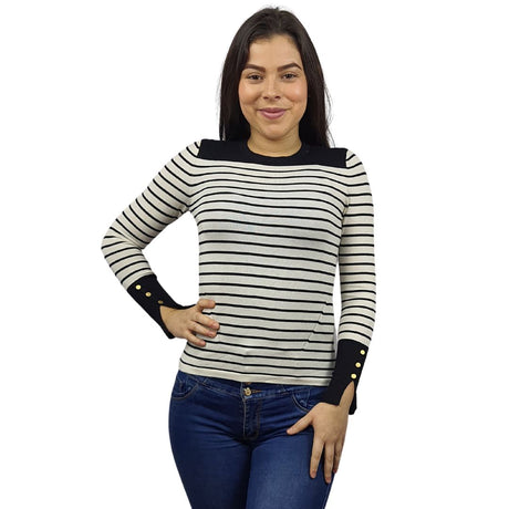 Sweater Vero Moda Blanco y Negro Style KOBOL L/S KNIT(UM)