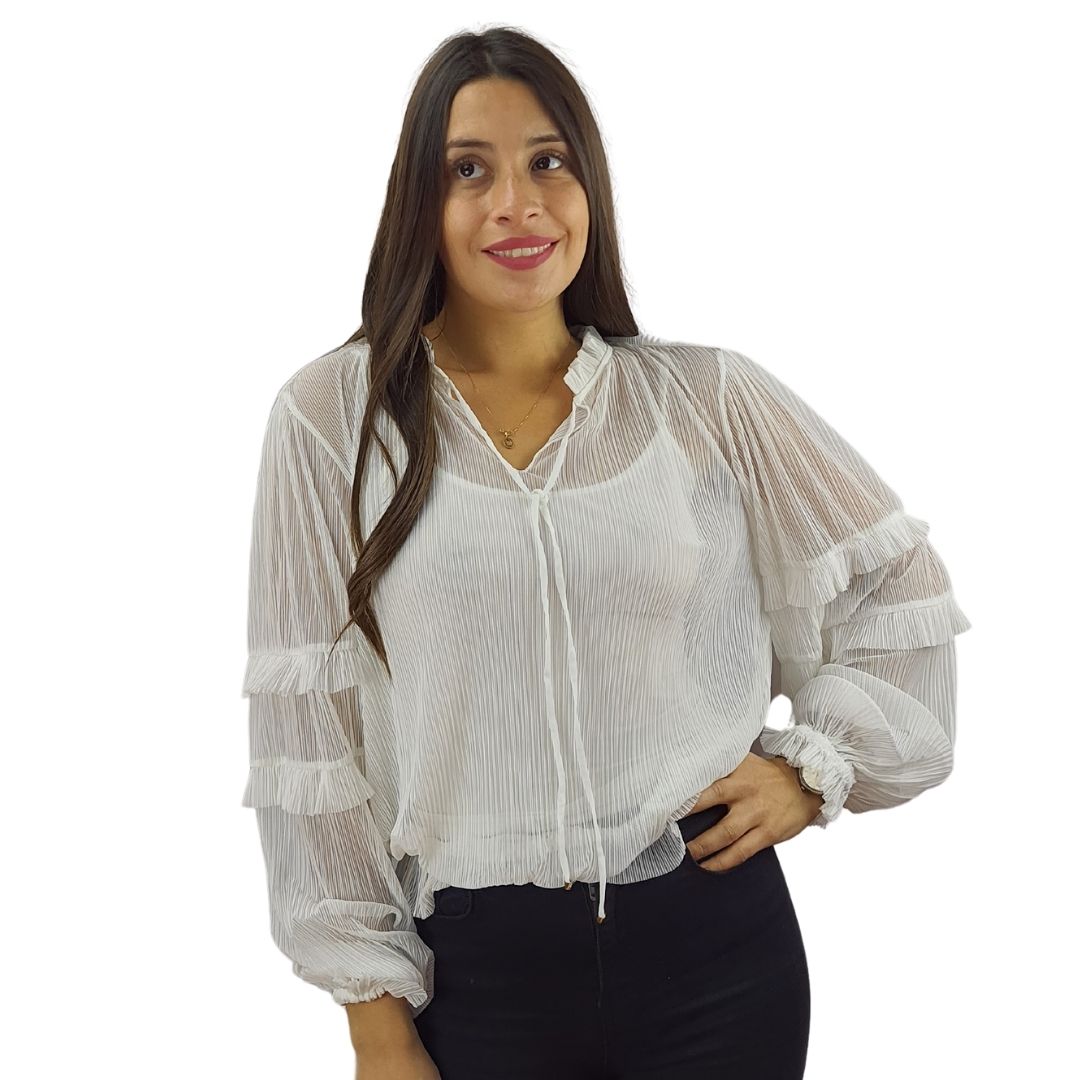 Blusa Vero Moda Blanca Style BACON L/S TOP SET(VMC-PF)