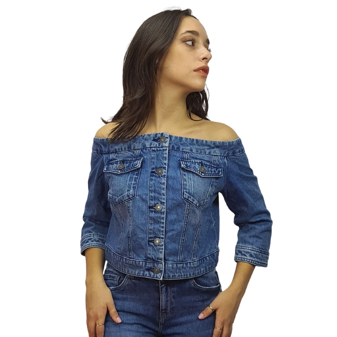 Chaqueta  Vero moda Azul  Style RELAX 3/4 DENIM JKT(FL)