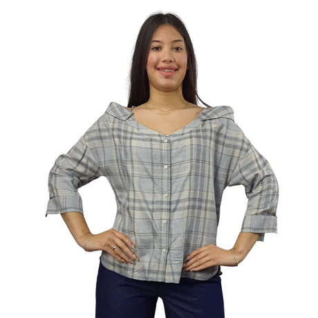 Blusa Vero Moda Gris Style KENDY 3/4 TARTAN SHIRT(AL)