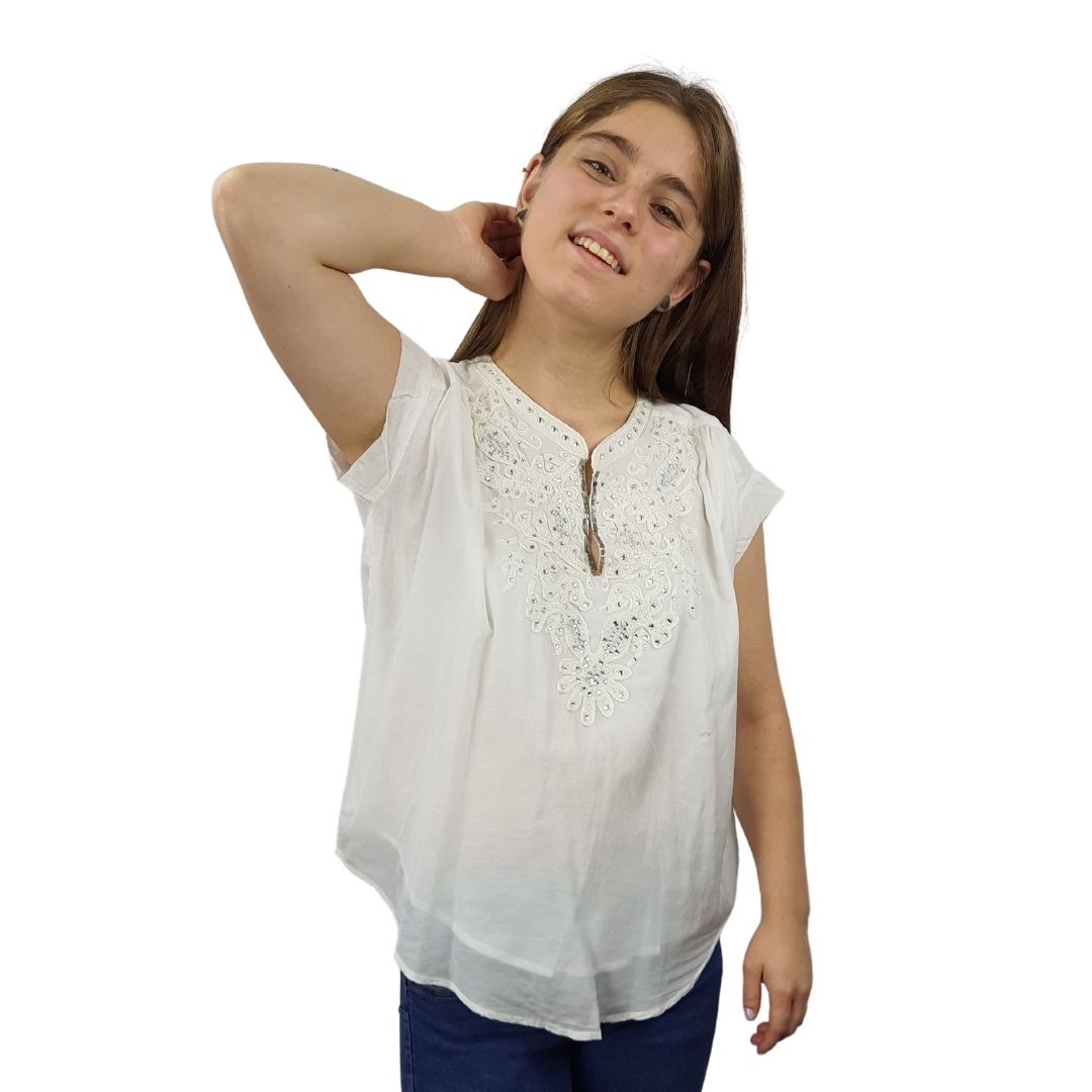 Blusa Rapsodia Meli Ancole Blanco