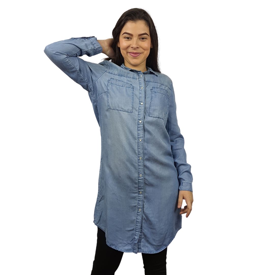 Camisa Vero Moda Azul Claro  Style SILENCE 3/4 DENIM SHIRT(BN-CT-2)