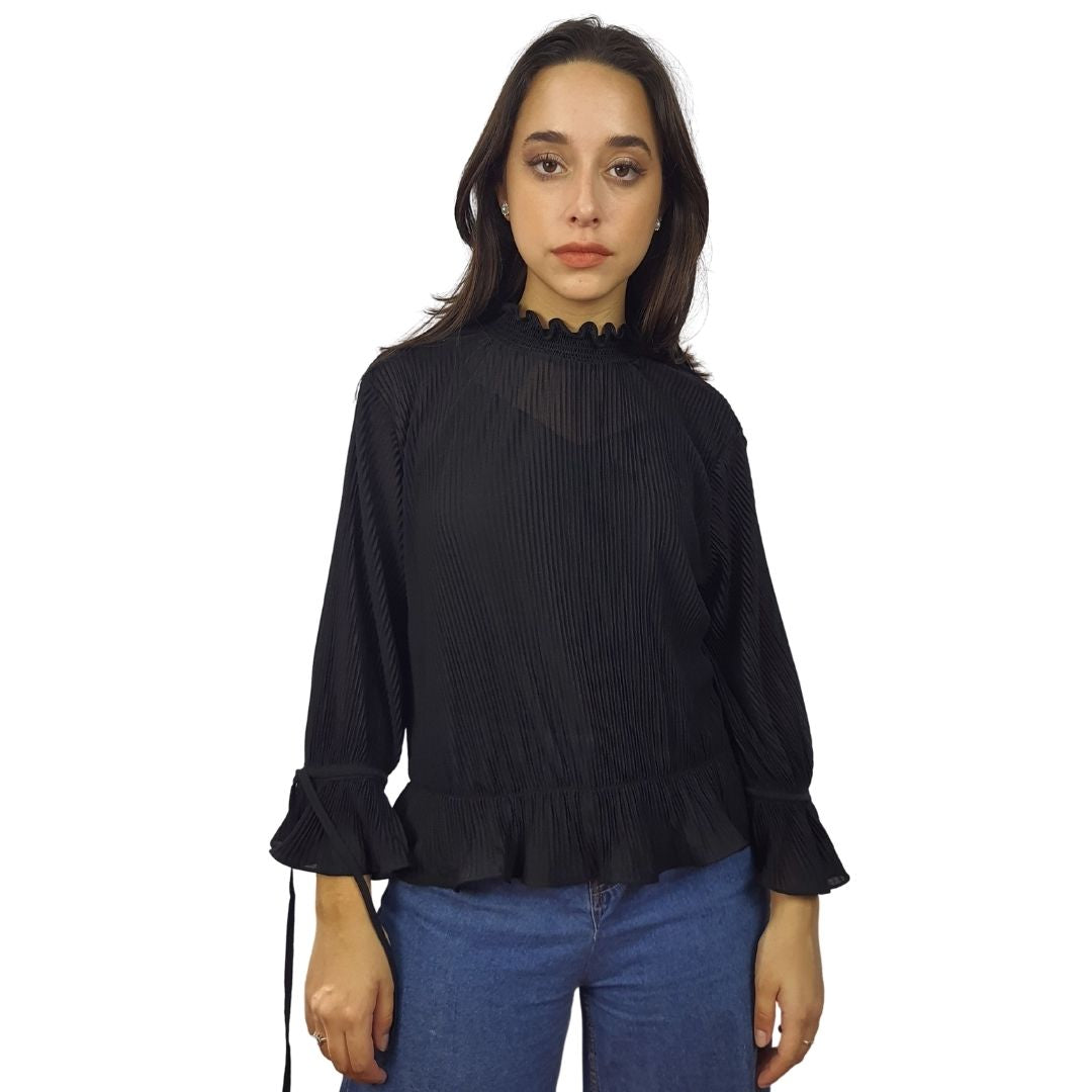 Blusa Veromoda Negro Style KARAN 3/4 JERSEY TOP(VMC-LL)