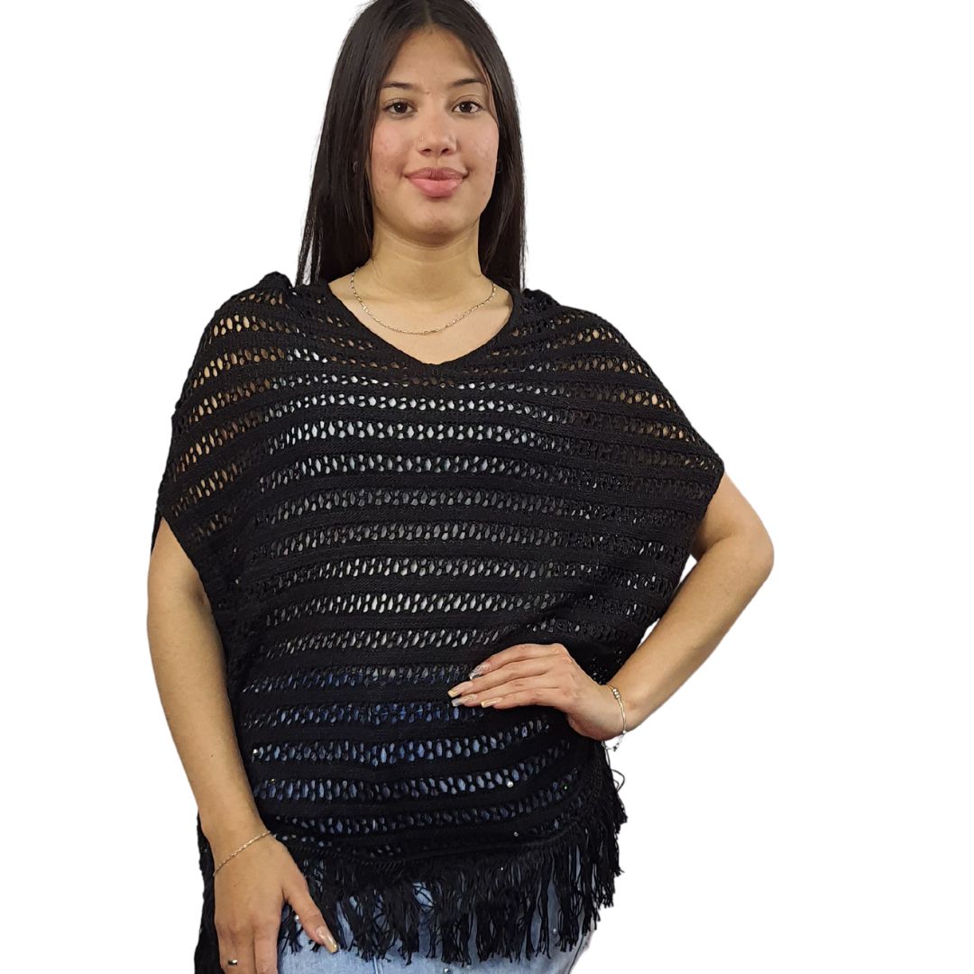 Poncho Vero Moda Negro Style PENNY S/S KNIT(TP-EC-3)