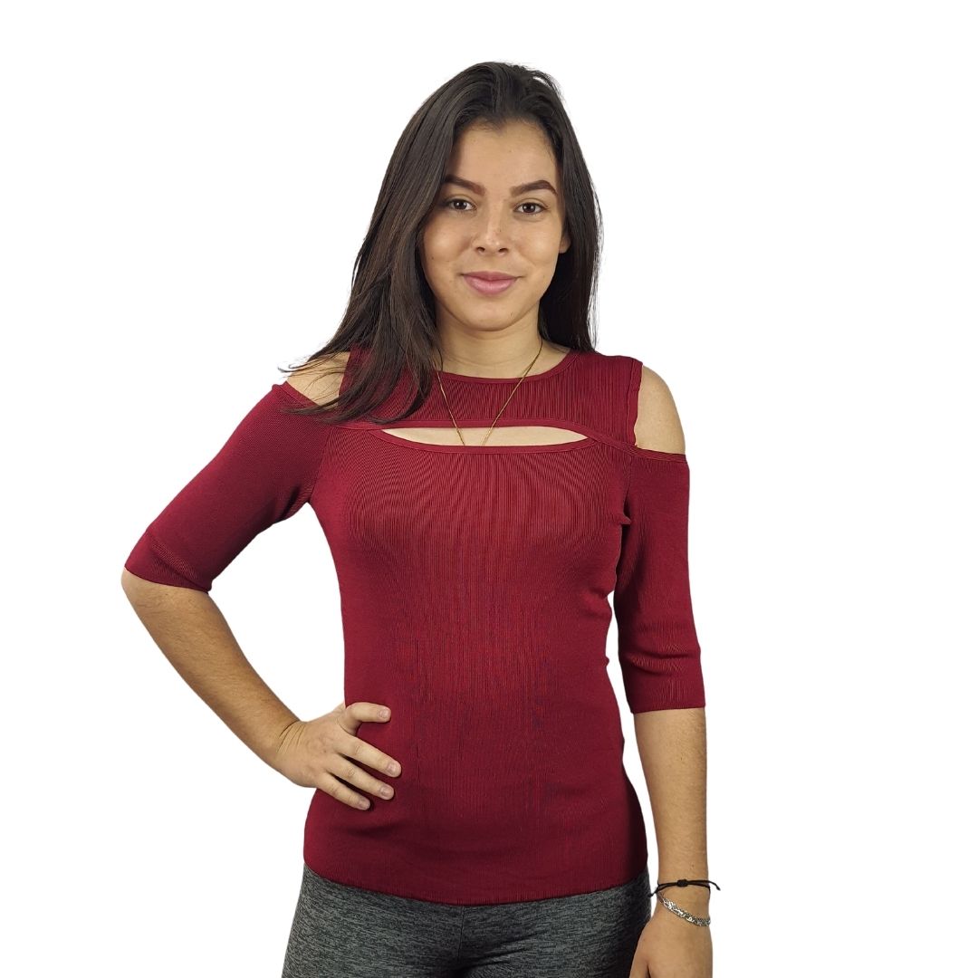 Blusa Vero moda Vinotinto Style DANCER 1/2 KNIT(VMC-NL)