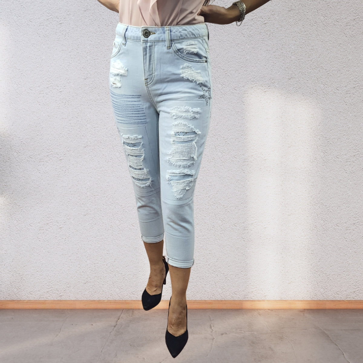 Jeans Vero Moda Azul Claro Style RAINBOW 7/8 BOYFRIEND JEANS(NE-ET-3)