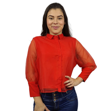 Blusa Vero Moda Rojo Style AGLAIA 3/4 SHORT SHIRT(PM-ET-2)