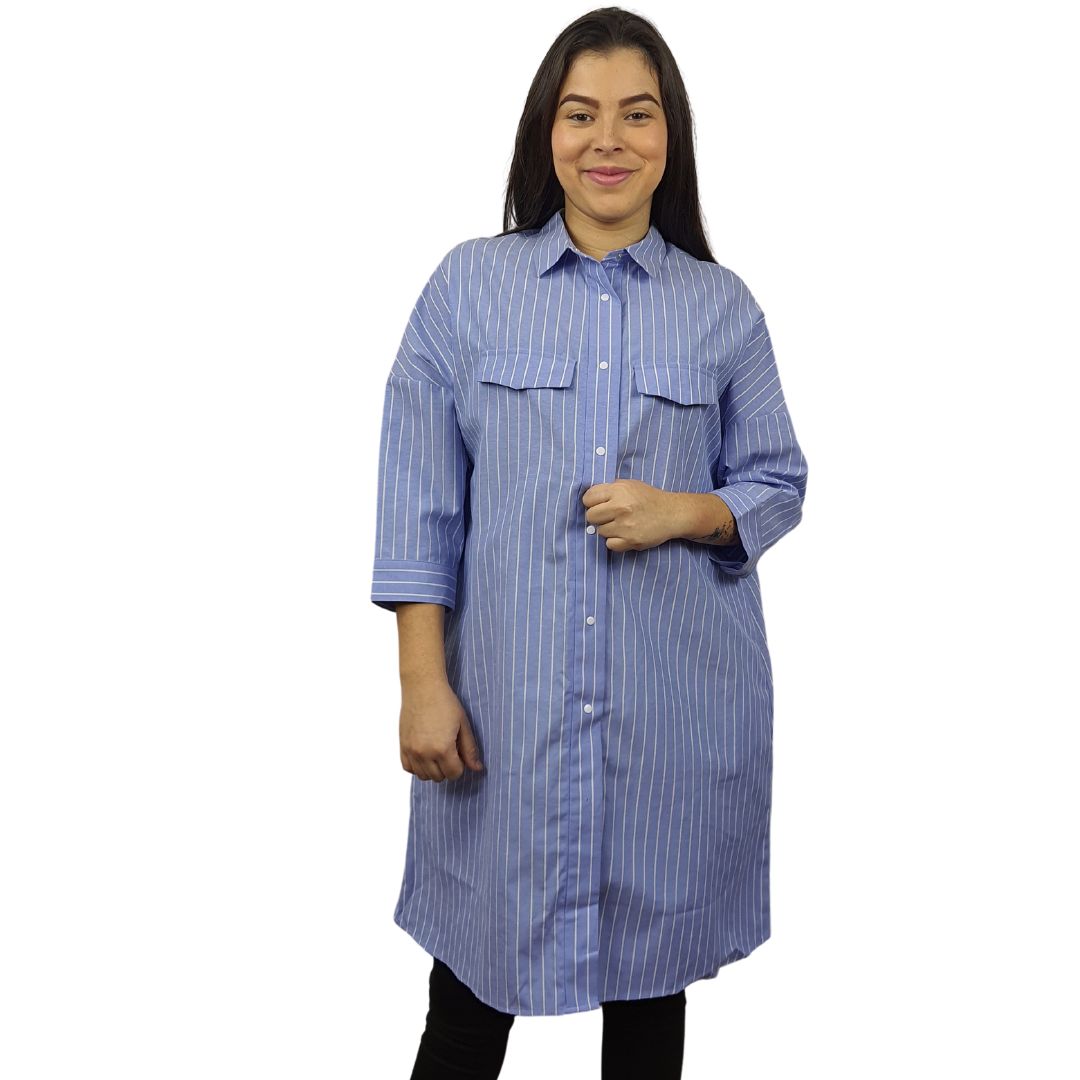 Vestido Vero Moda Azul Claro Style ELSA JOLENE 3/4 LONG SHIRT(PM-CT-3)