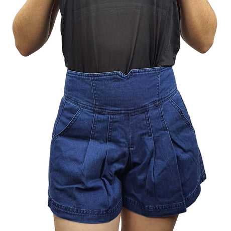 Short Vero Moda Azul Style EC BREAK HIGH-WAIST DENIM SHORTS(NE)