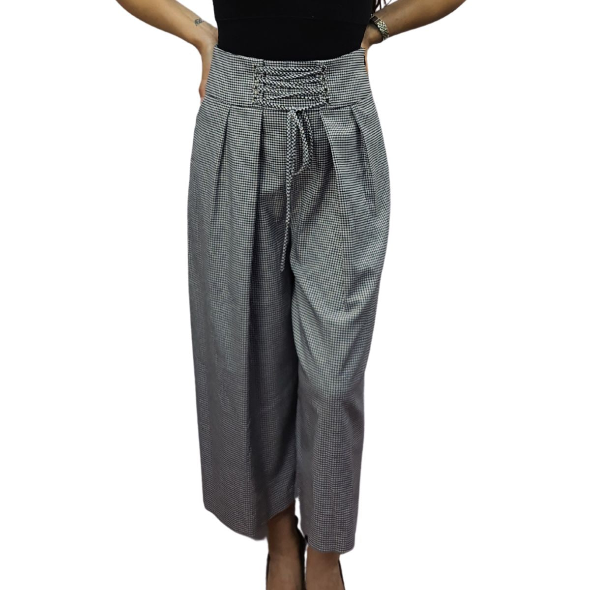 Pantalon Vero Moda Negro Style ANNA ARIA TARTAN 7/8 MW WIDE PANTS(LL)