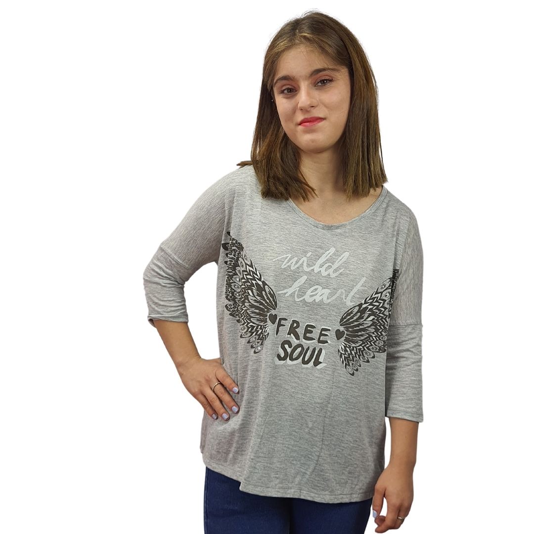 Polera Rapsodia Valen Crazy Gris