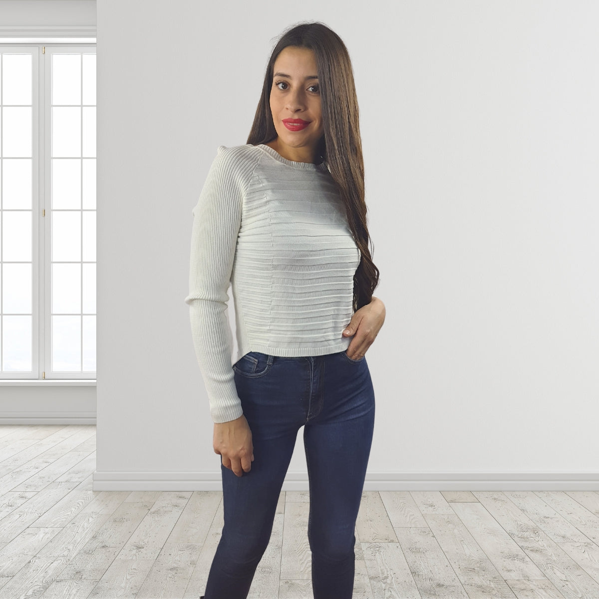 Sweater Vero Moda Blanco Style LYNN L/S KNIT(NL)