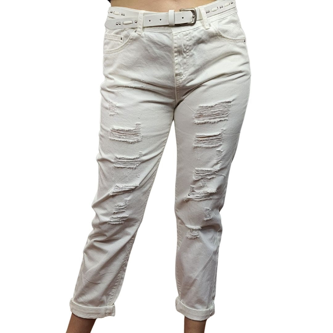 Jeans Vero Moda Blanco Style BARBARA 9/10 BOYFRIEND JEANS(PM-CT-2)