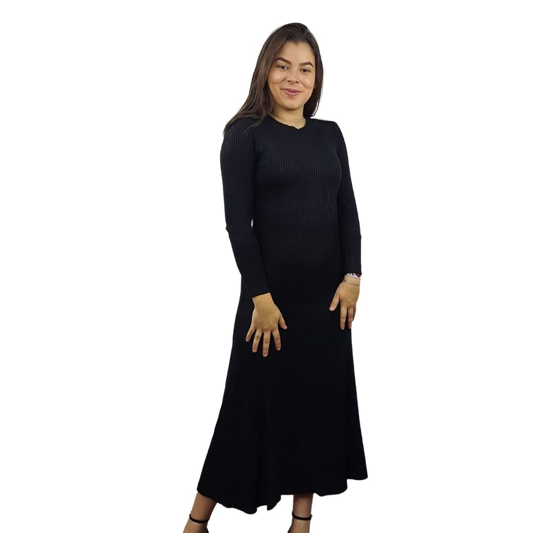 Vestido Vero Moda Negro Style ZOE L/S KNIT DRESS(BN-ET-3)