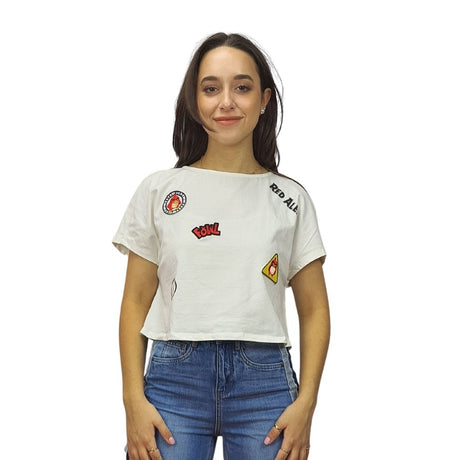 Top  Vero Moda Blanco  Style EC ANGRY BIRD FLY PATCH S/S TOP(MP)