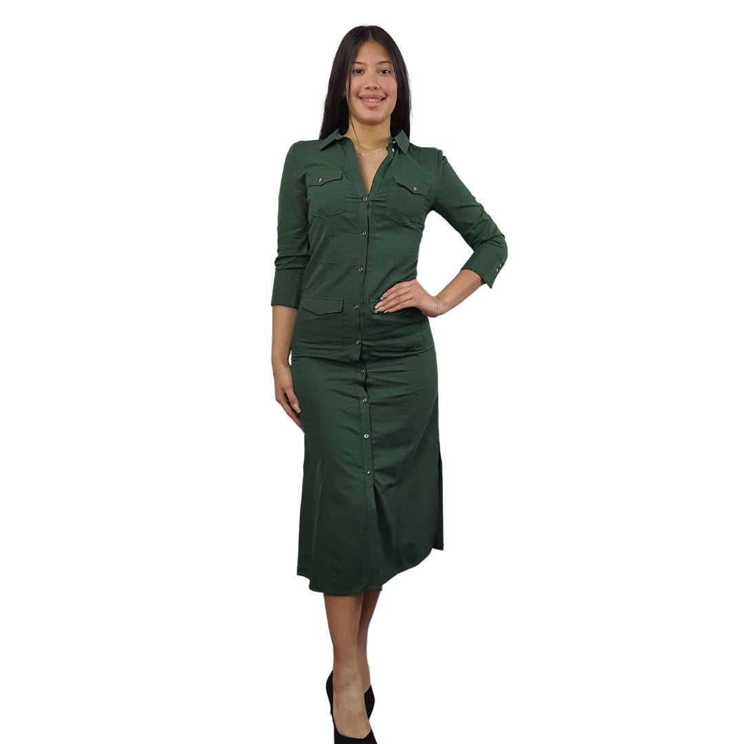 Vestido Veromoda Verde Style TUTTLE 3/4 LONG SHIRT(PM-ET-3)