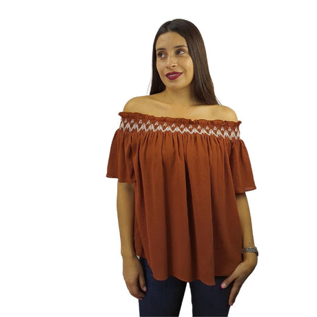 Blusa Vero Moda Marrón  Style SCOTT S/S TOP(HH)