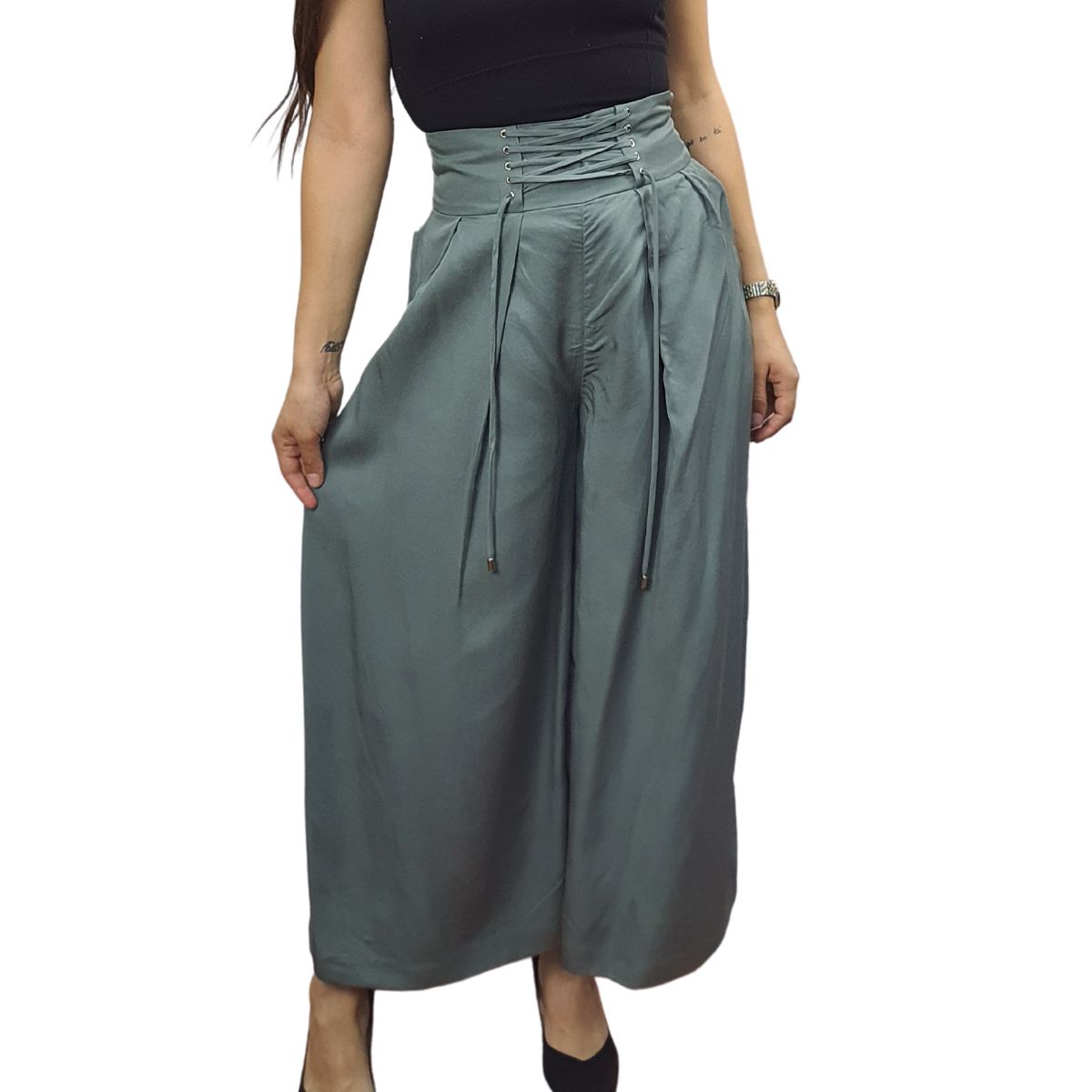 Pantalon  Vero Moda Verde Style ARIA SOFT 9/10 LOOSE PANTS(VMC-SL)