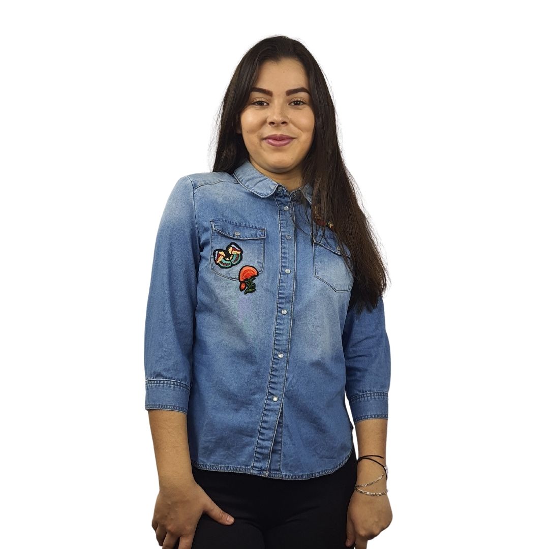 Camisa Vero Moda Azul Style BUTTERFLY 3/4 DENIM SHIRT(NN)