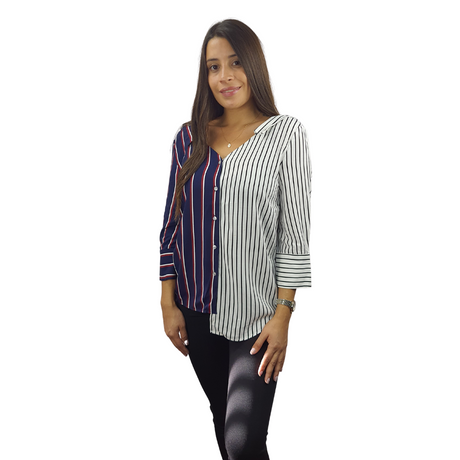 Camisa Vero Moda Azul  Style NIPPY STRIPE 3/4 SHIRT(LL)