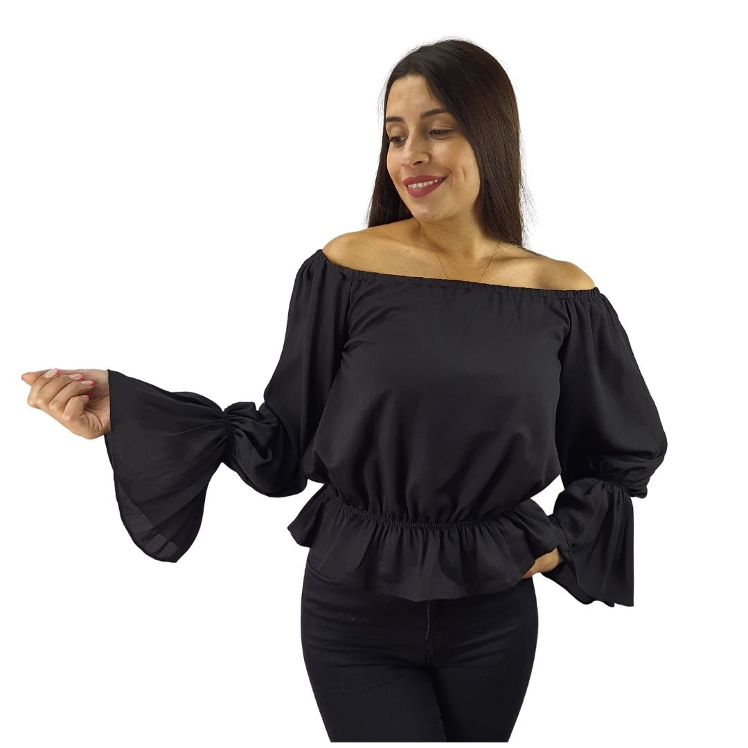 Blusa Vero Moda Negro Style SHAMI L/S JERSEY TOP(VMC-BJ)