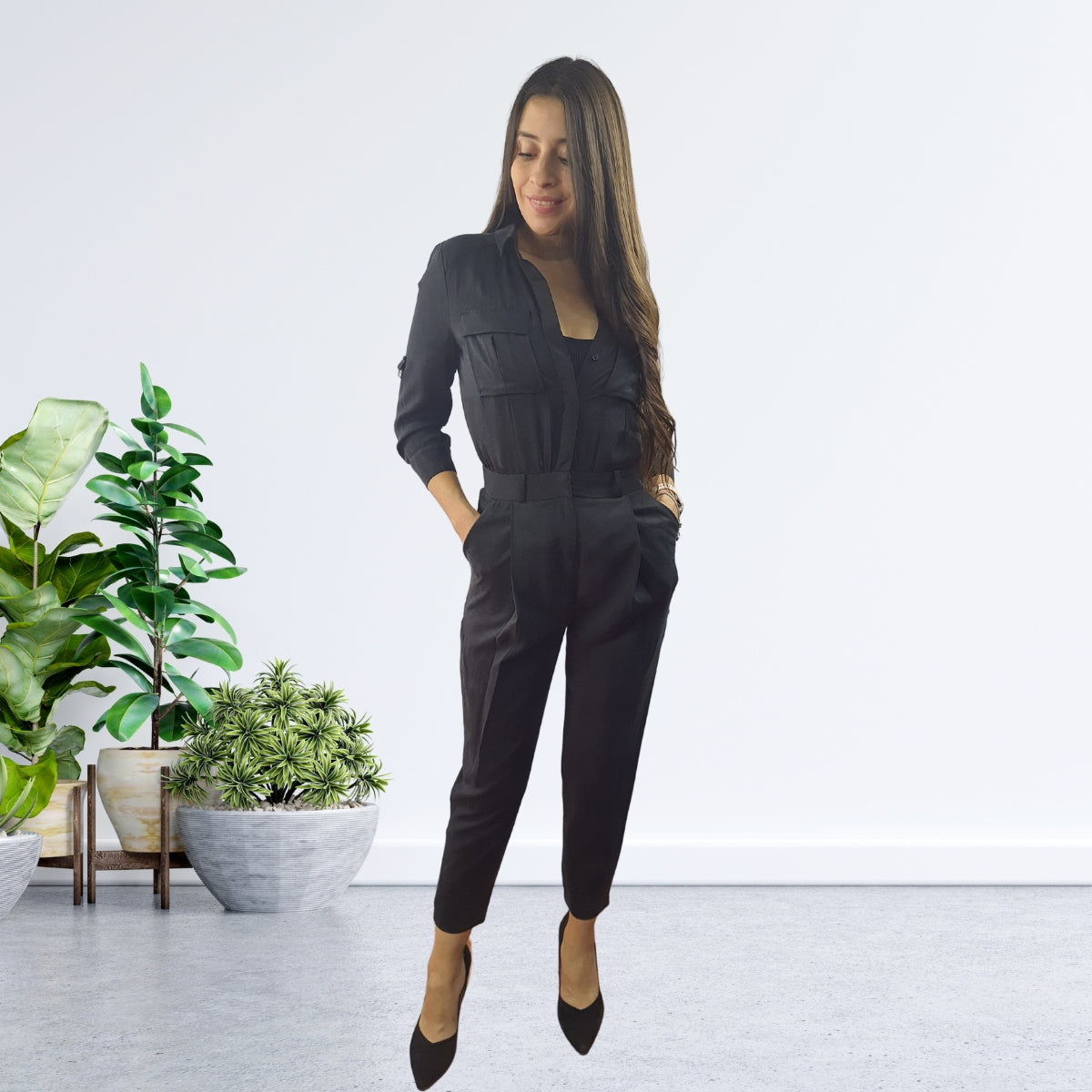 Entero Vero Moda Negro Style METES SWISS 9/10 CATSUIT(PM-EC-3)