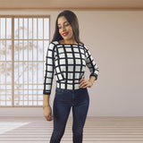 Blusa Vero Moda Blanco y Negro Style SALLY 7/8 KNIT(VMC-NL)