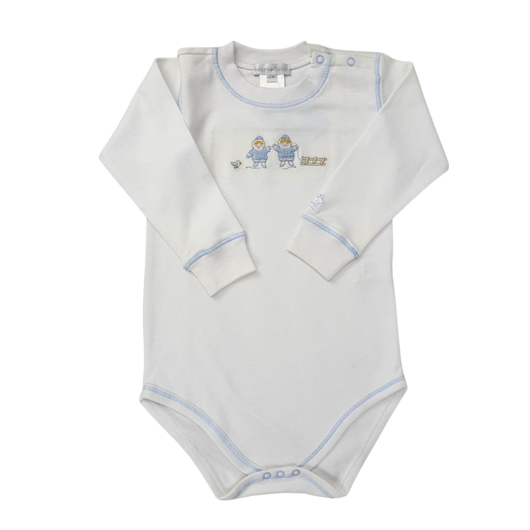 Body Babycottons T-Shirt ML Artic Blanco Celeste