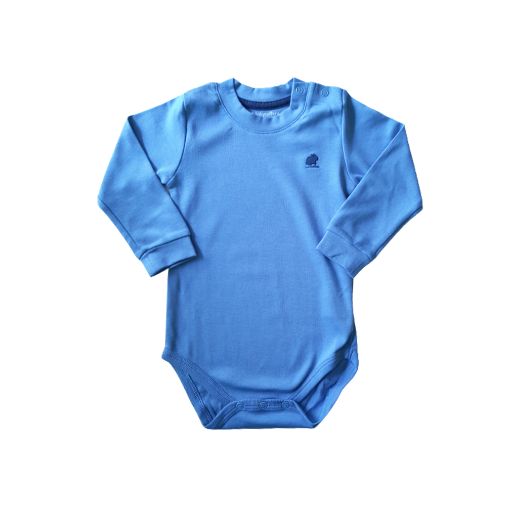 Body Babycottons Ml Pima Colors Azul Logo Oscuro