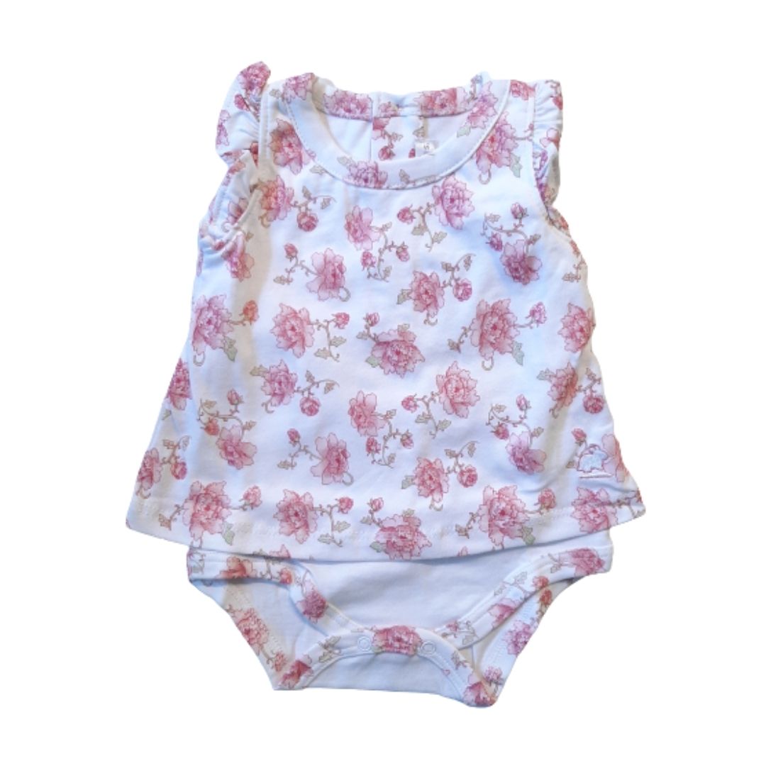 Body Babycottons Angelina Blanco Rosa