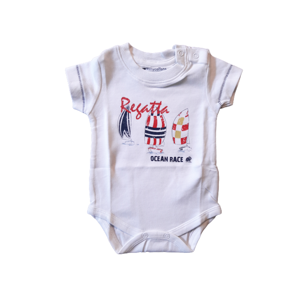 Body Babycottons T-Shirt Mc Regatta C/Est. Blanco