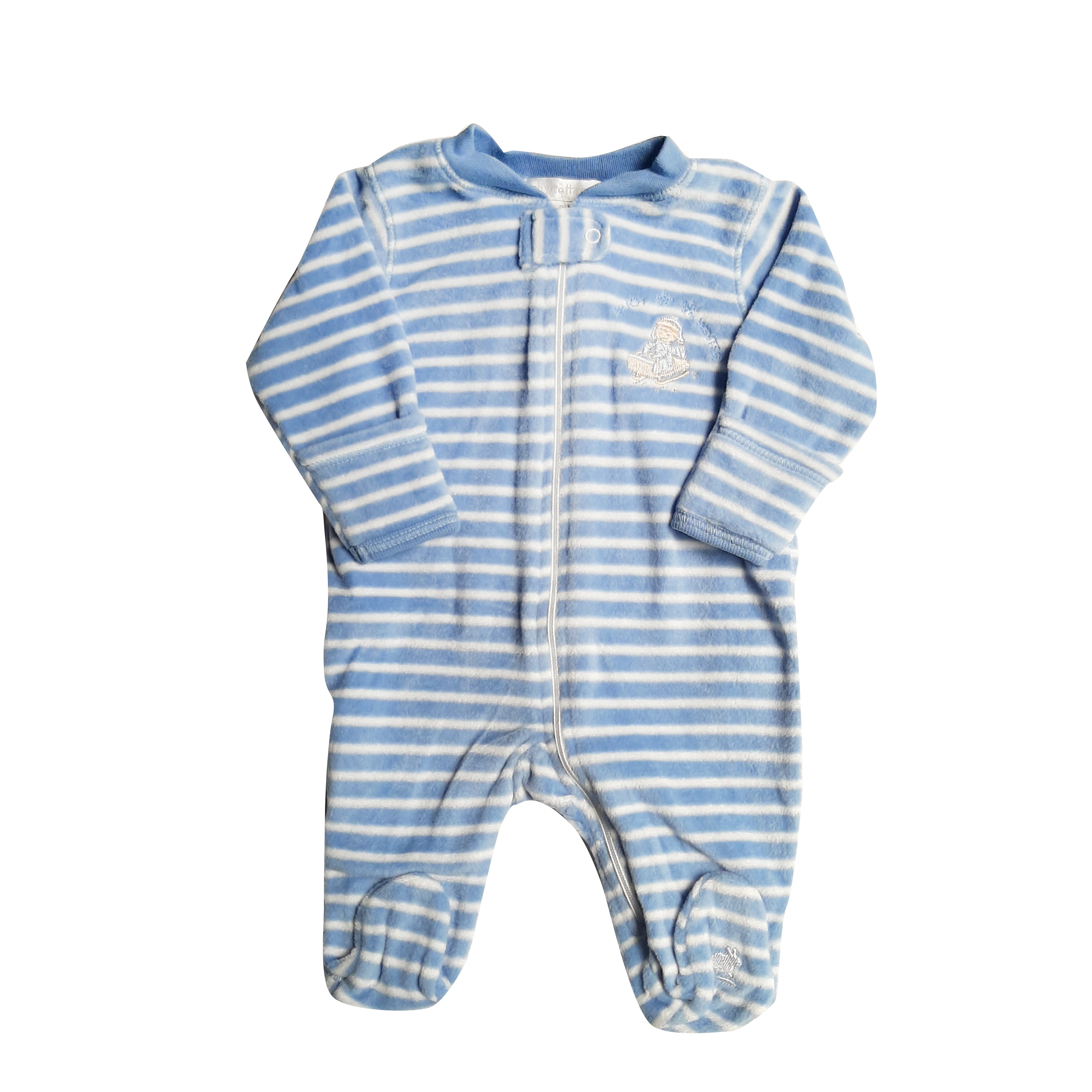 Enterito  Babycottons Zipper alps Polar Ray Azulino Blanco