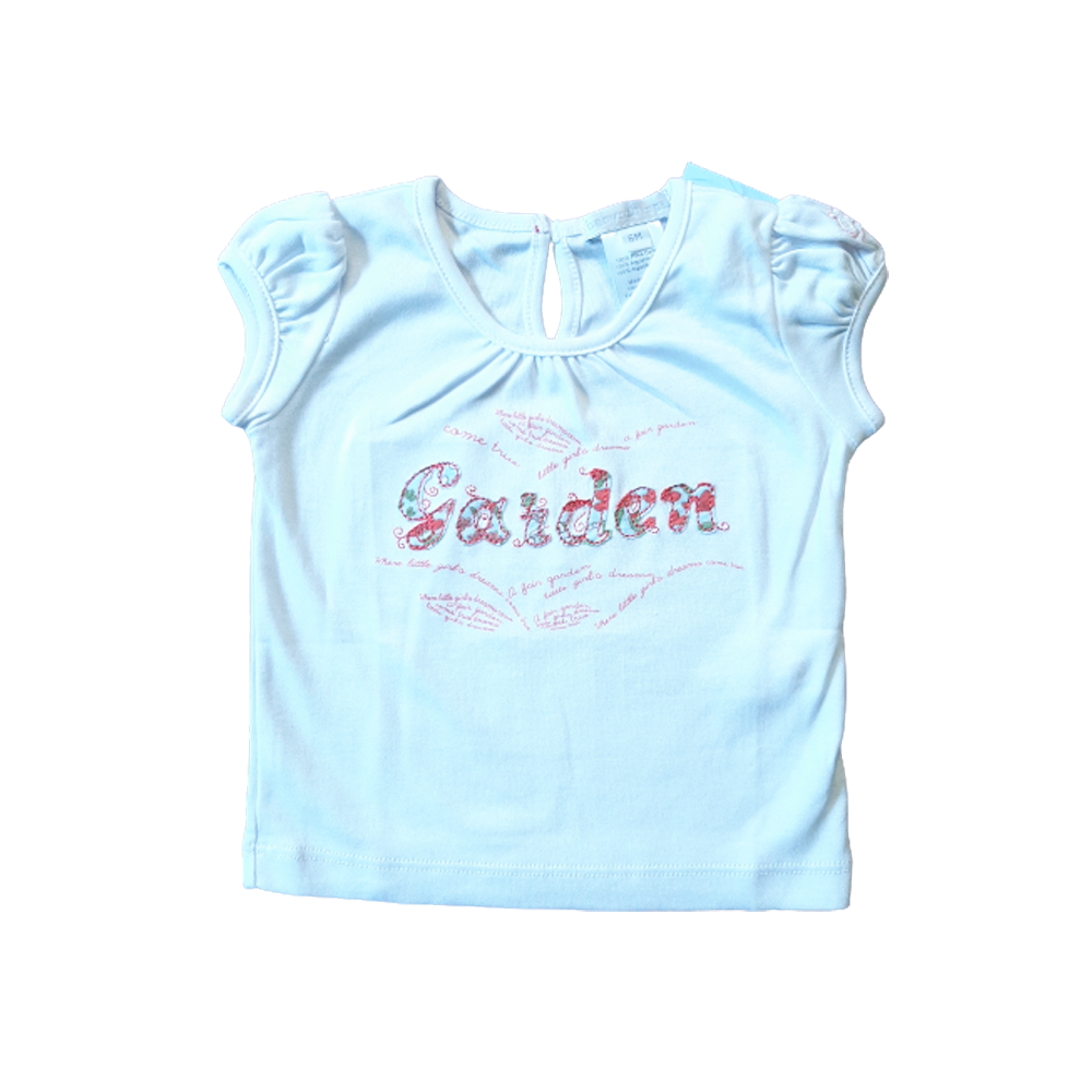 Camiseta  Babycottons T-Shirt Garden C/Aplique B/Coral