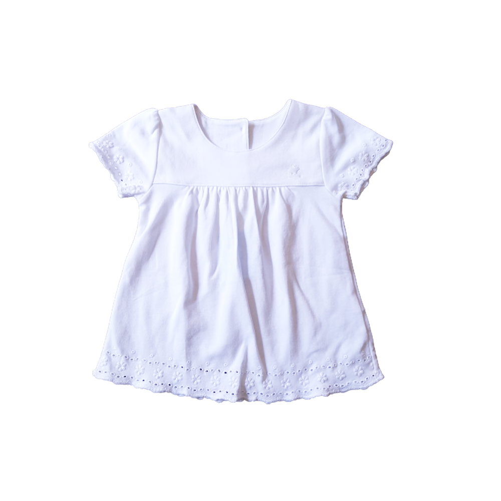 Camiseta Babycottons Broderie Pima Mc Blanco TALLA-18M