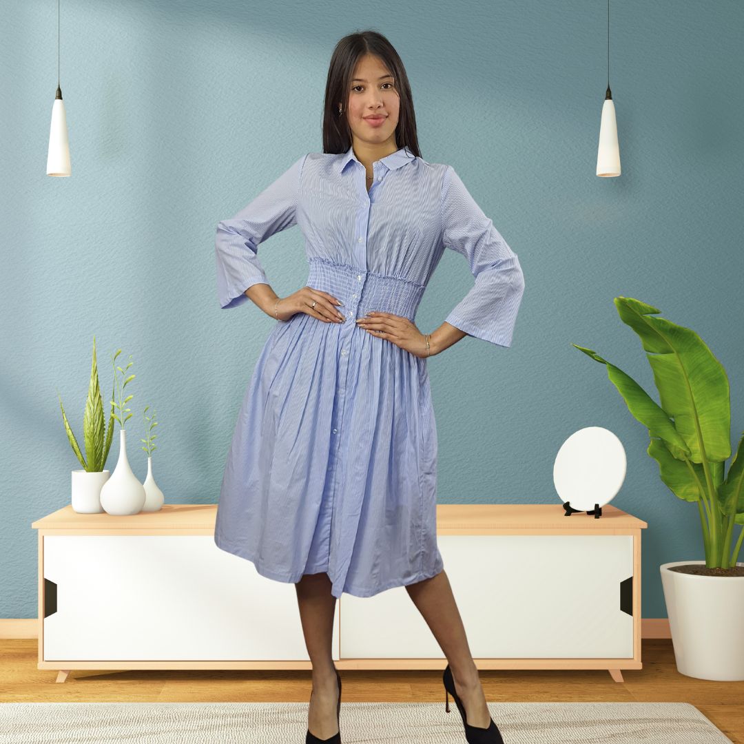 Vestido Vero Moda Azul Claro Style IDA 3/4 LONG SHIRT(NC)