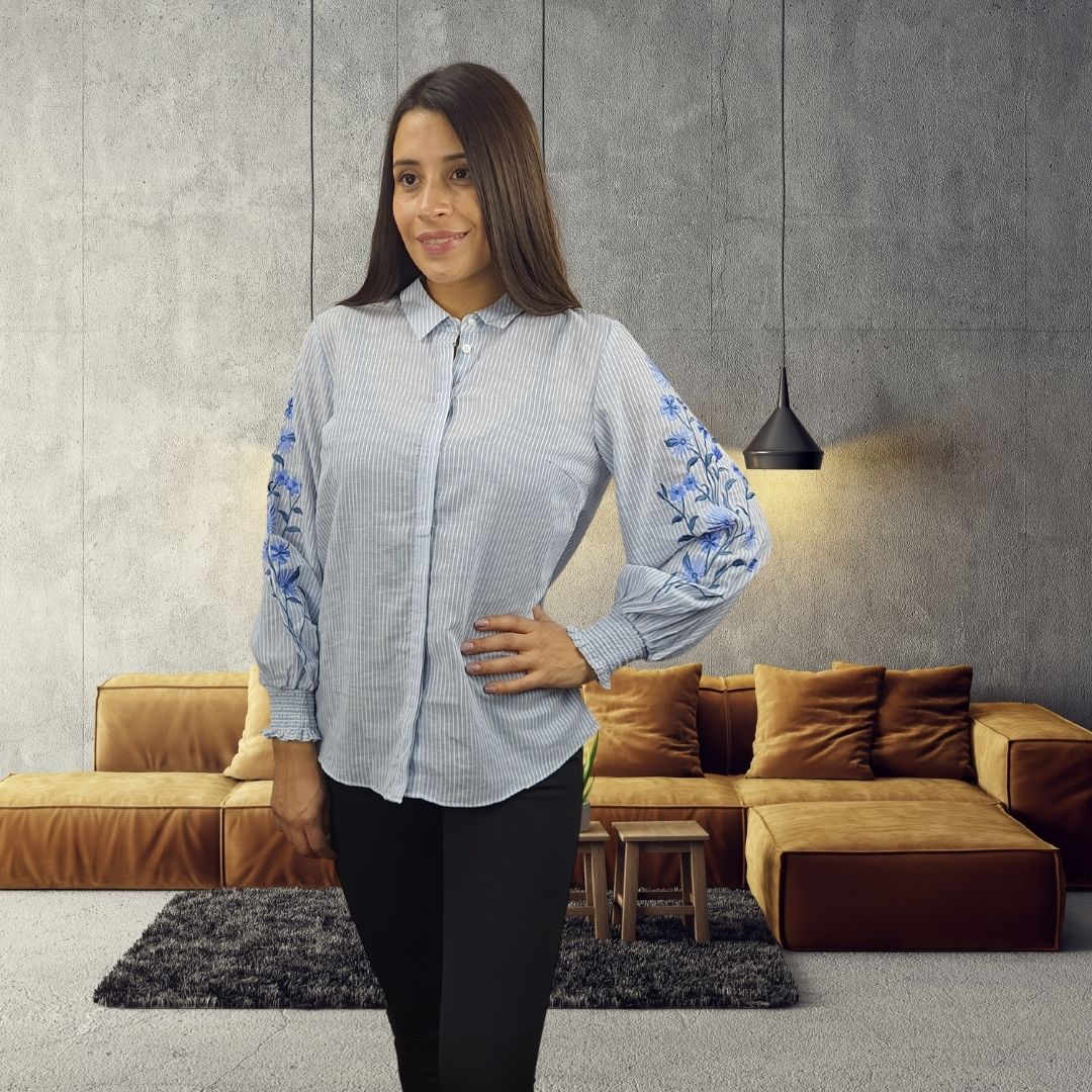 Blusa Vero Moda Azul Style NICOLE 3/4 SHIRT(NN)