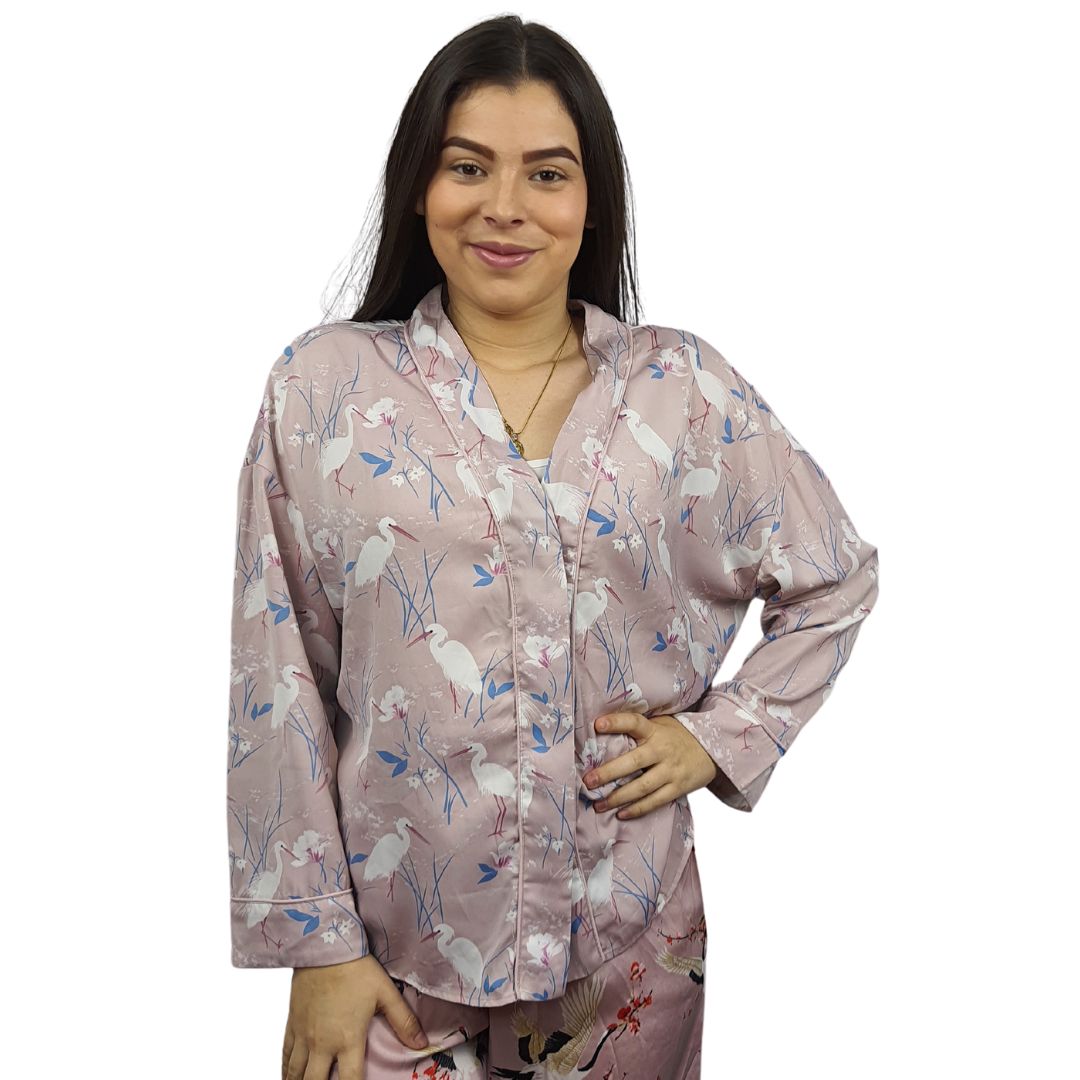 Camisa de Pijama Vero Moda Rosa Vieja Style CALPE L/S SHIRT(HOMEWEAR)