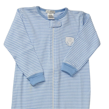 Pijama Babycottons Footie Zipper Rib Ray Bco Celeste