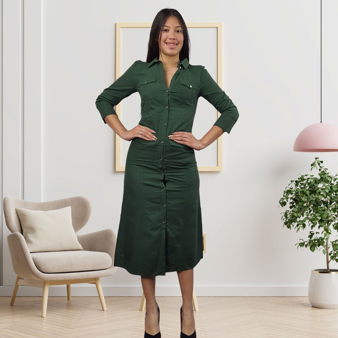 Vestido Veromoda Verde Style TUTTLE 3/4 LONG SHIRT(PM-ET-3)