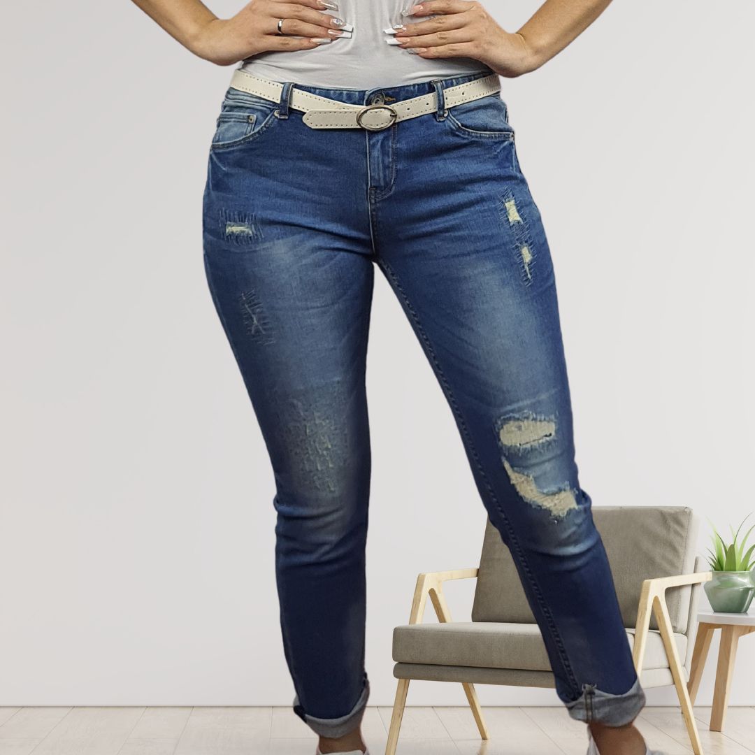 Jeans Vero Moda Azul Style ROLL SLIM JEANS(BN-CT-2)