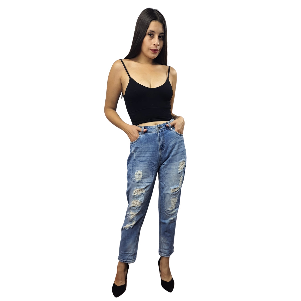 Jeans Vero Moda Azul Claro Style QUEENA 9/10 BOYFRIEND JEANS(PM-CT-2)