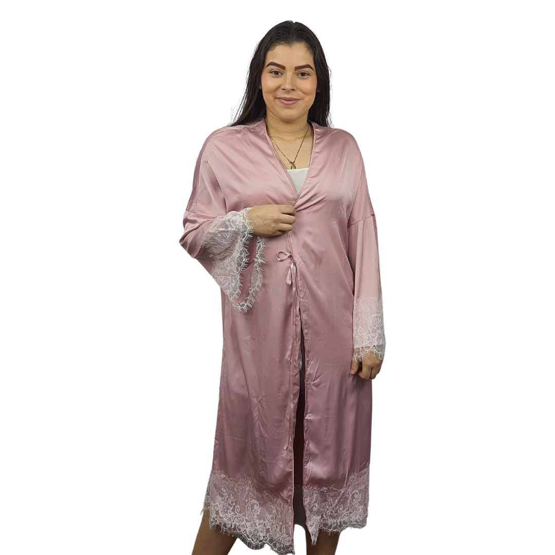 Bata de Pijama Vero Moda Rosa Vieja Style LARA L/S ROBE(HOMEWEAR)